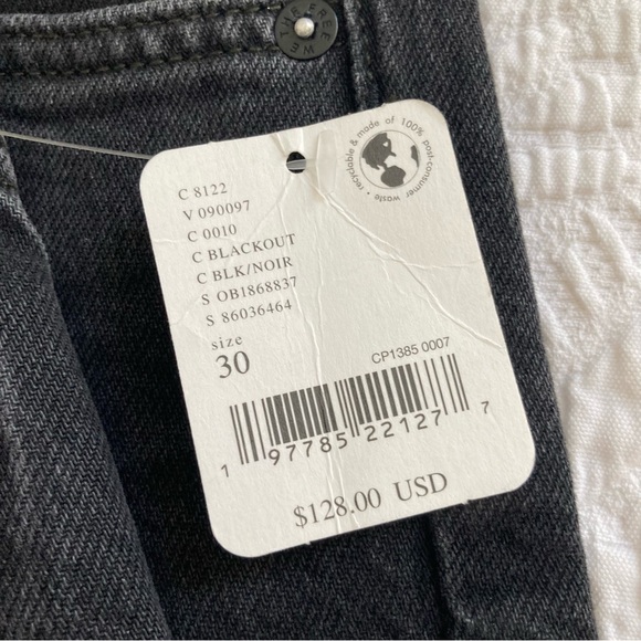 NWT Free People jeans crossroads blackout mid rise straight button fly - Picture 4 of 14